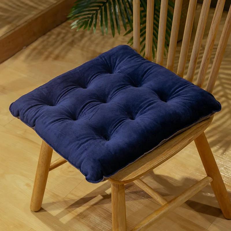 Solid Color Crystal Velvet Color-matching Chair Cushion Winter Warm Seat Cushion Student Stool Butt Office Chair Cushion