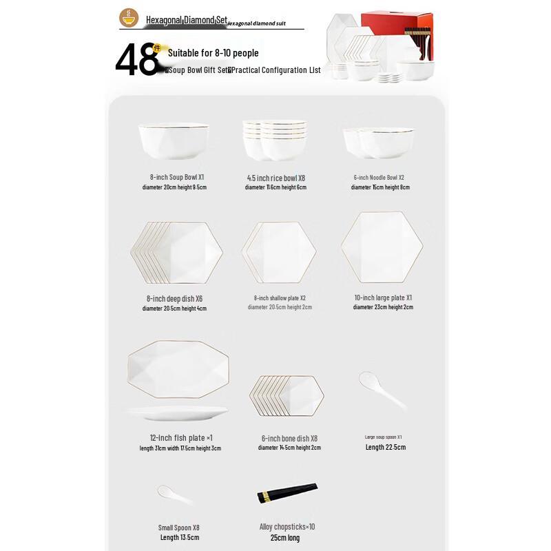 ME Light Luxury Gold Rim Diamond Ceramic Dinnerware Set