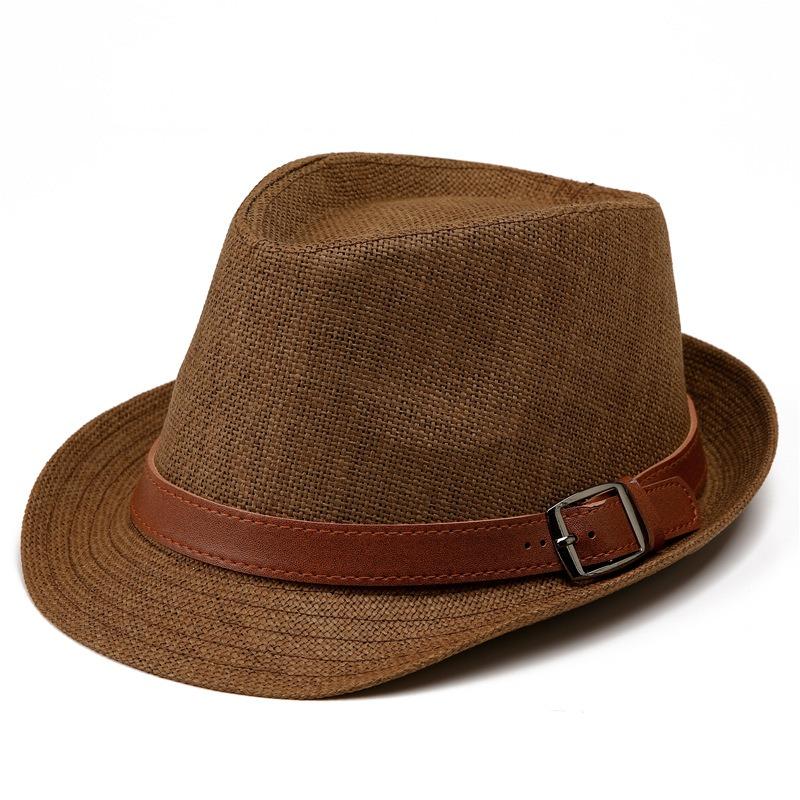 Straw Hat Men's Fashion Sunshade Top Hat Women's British Retro Jazz Hat Gentleman's Hat Sun-proof Straw Hat