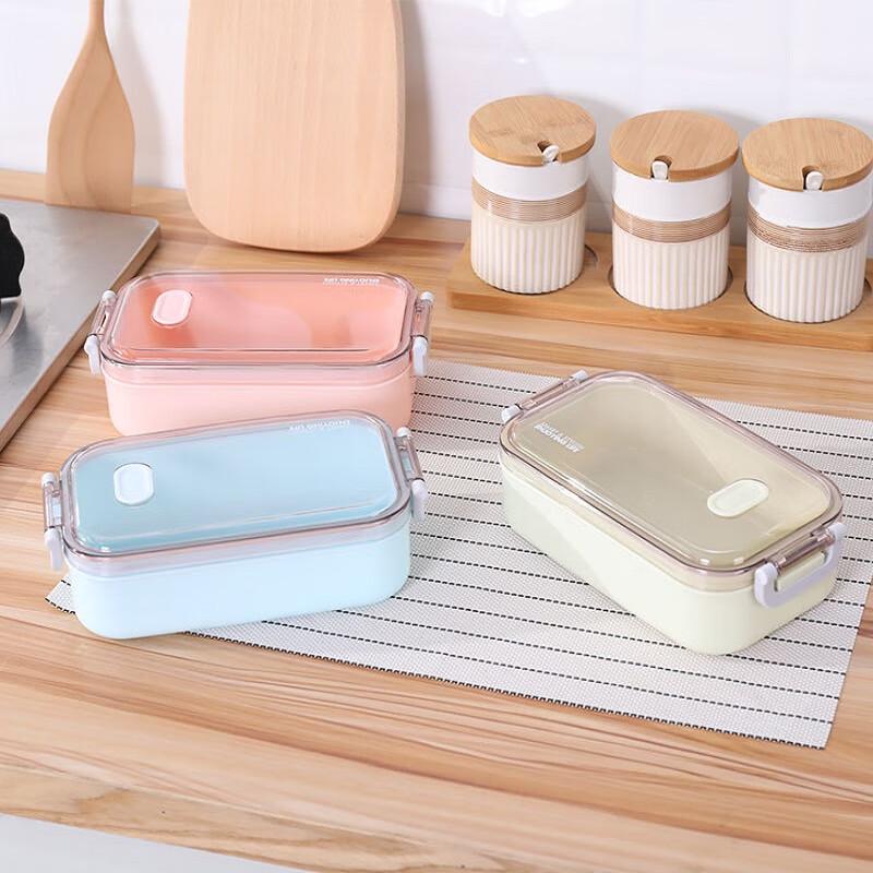 Star Orange Locke Double-Layer Plastic Lunch Box