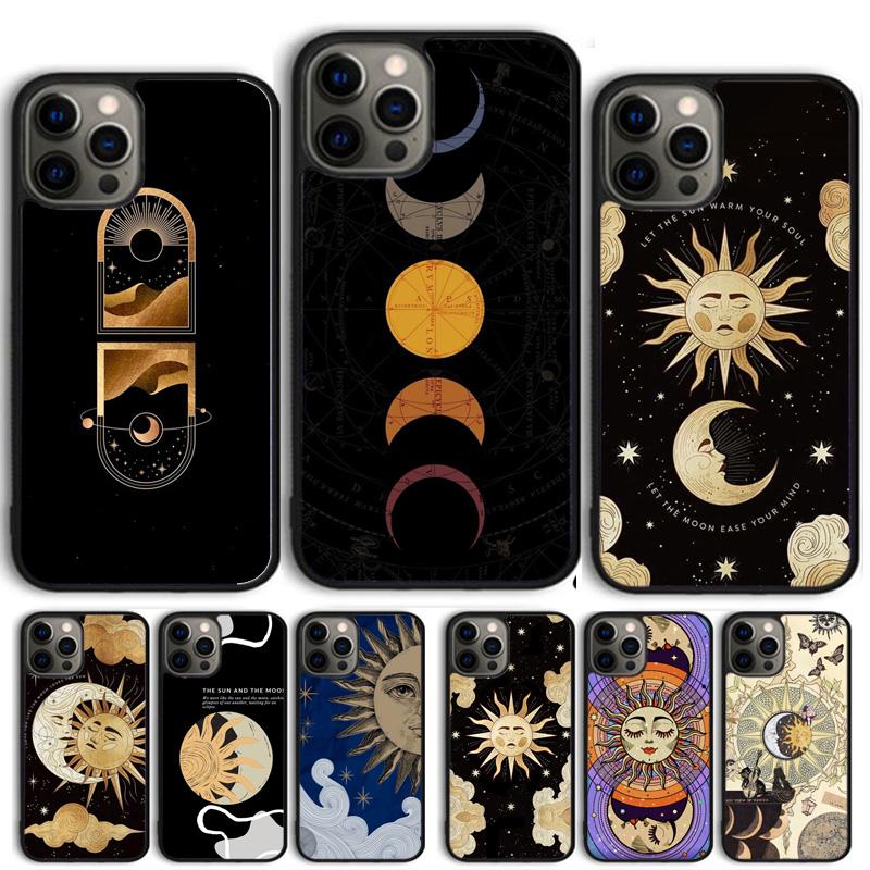 Black Frosted Hand Holding Sun Moon Face Phone Case For iPhone 17 Air 15 16 Cover 11 13 14 Pro Max 12 Plus Max XR