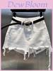 Street Style High Waist Ripped Denim Skirt With Pockets For Casual Daily Wear