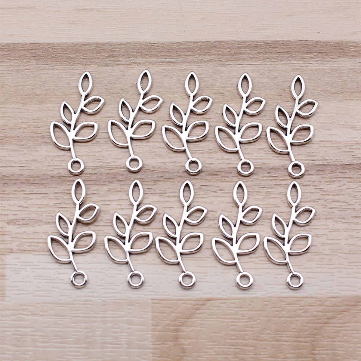 

Полый кулон в виде листьев и веток, DIY ювелирные аксессуары, материалы ручной работы, материал цинковый сплав 10pcs серебряный