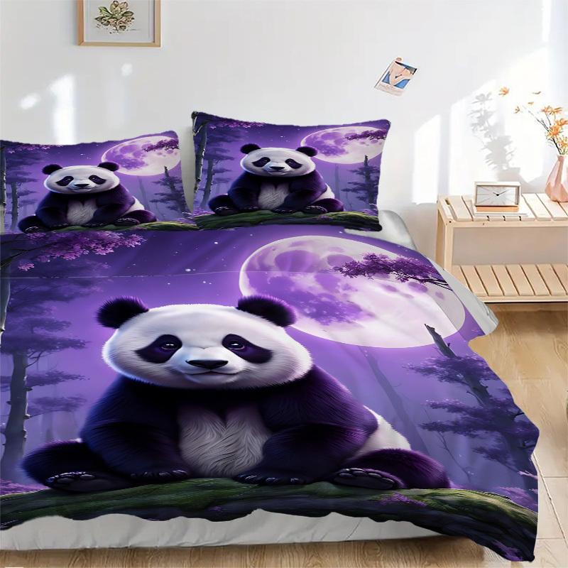 

3pcs Panda, Moonlit Forest Duvet Cover Set -Includes 1 Duvet Cover and 2 Pillowcases, No Quilt Core, All-Season Home Decor yy251111122 135x200cm