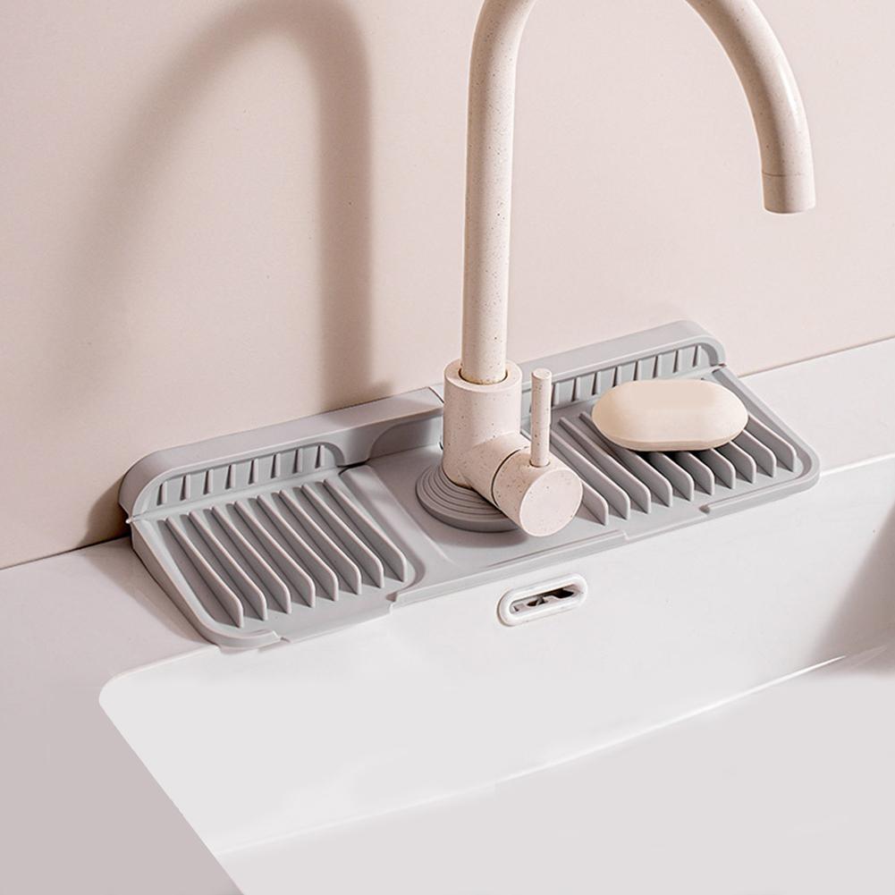 Silicone Faucet Handle Drip Catcher Tray Dish Soap Sponge Holder for Kitchen Sink Accessories Gadgets