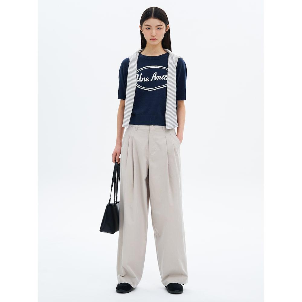 8seconds Double-Pleat Volume Pants Beige