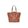 Fold Shopper Series Logo Large Capacity Tote Bag Paper Texture Cowhide Leather Handbag Unisex Tote Bag Brown B507X23X01-2530