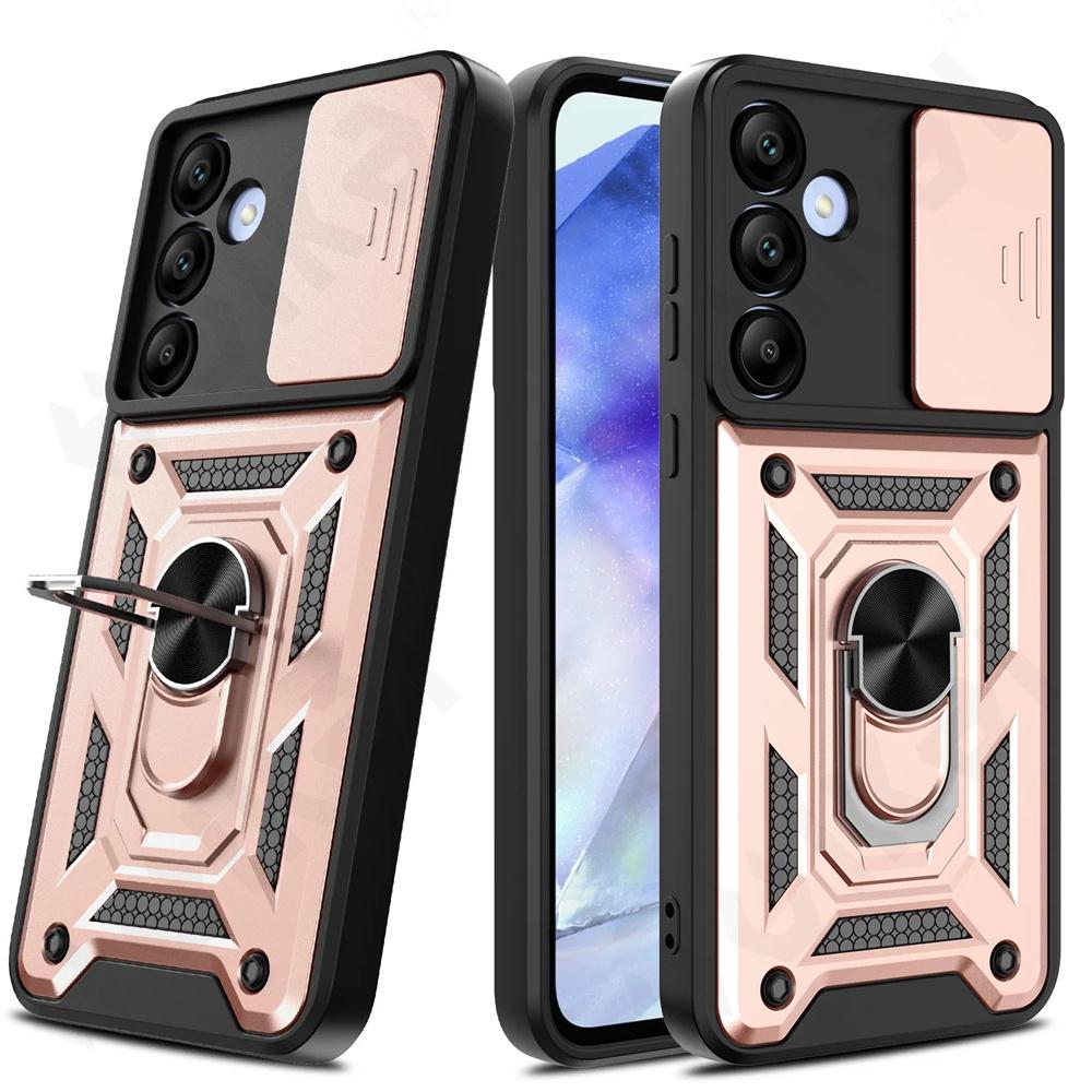 Panzerhülle für Samsung S24 S23 S22 Ultra S21 S20 FE Galaxy A55 A15 A54 A35 A14 5G Kameraobjektivabdeckung Telefonringständer Drehabdeckung