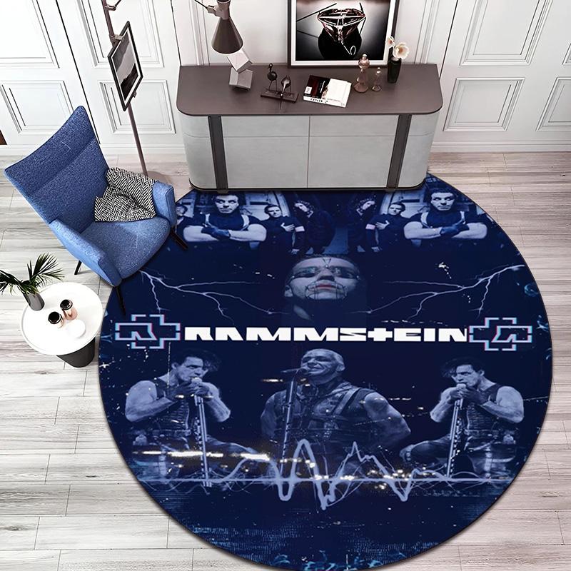 Famous German Rock Heavy Metal Band Rammstein Tile Lindemann Circular Carpet Decoration Anti Slip Home Table and Chair Mat Aisle Door Mat Carpet D15
