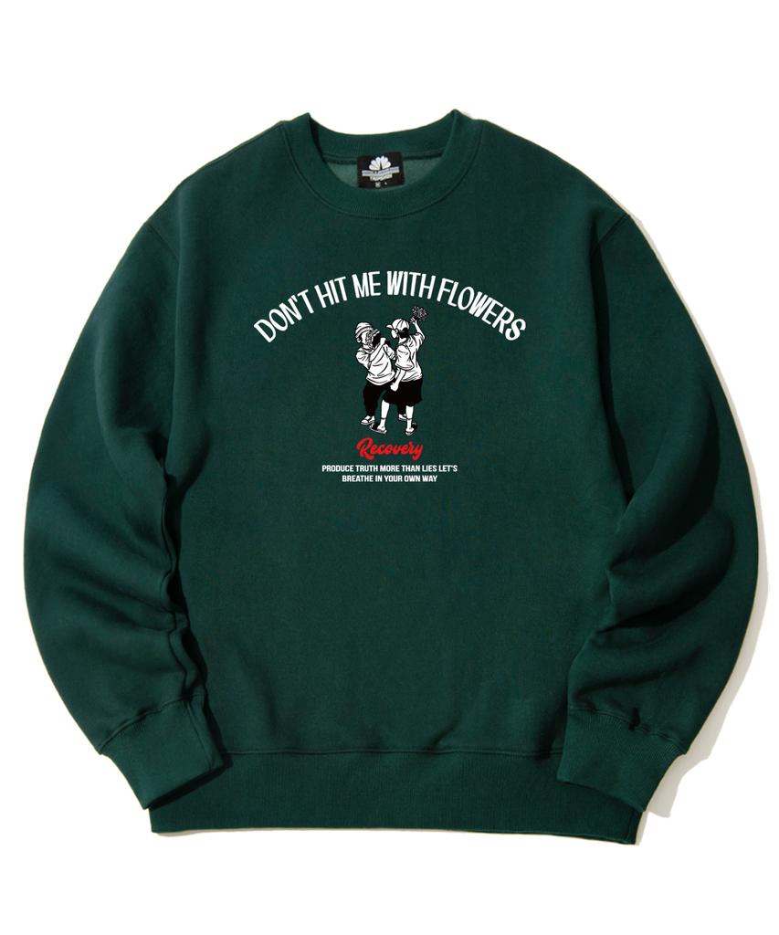 TRIPSHION Dont Hit Me With Flowers Graphic Crewneck - Green