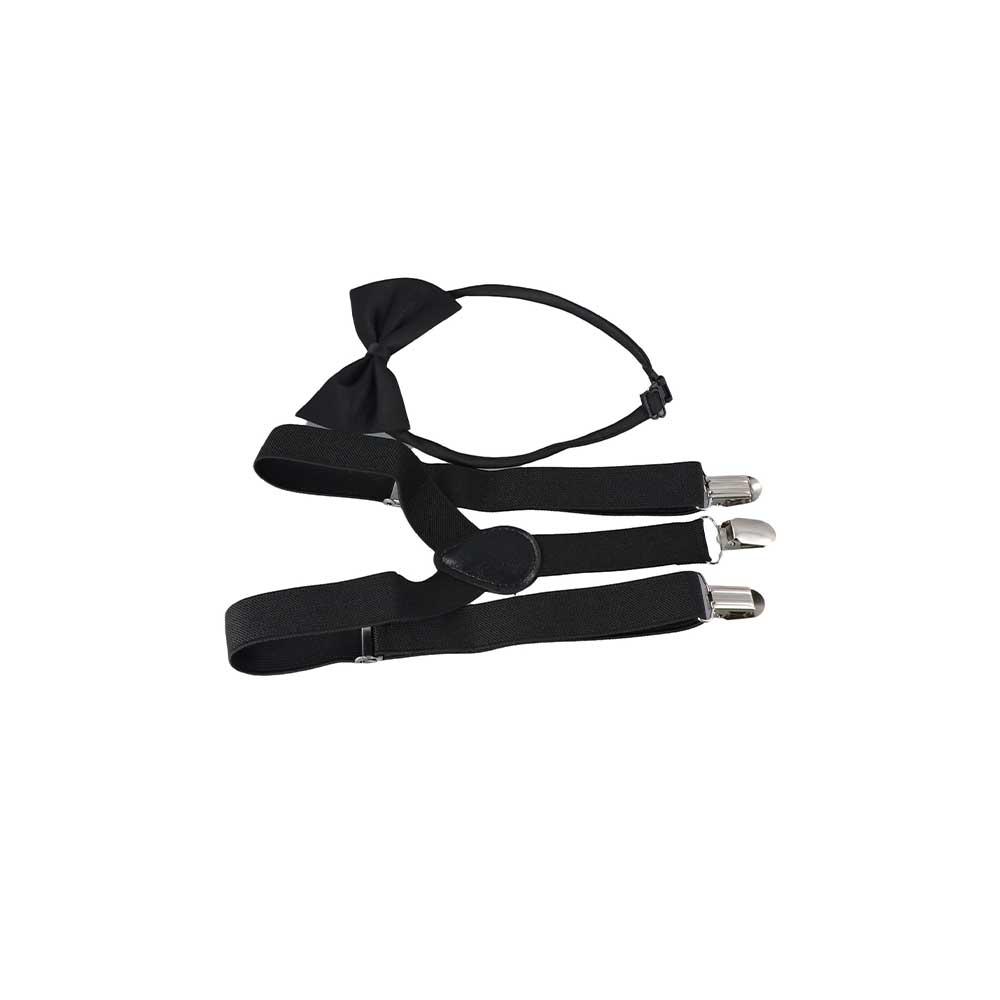 Strap Solid Color For Children Tie Suspenders Set Hanging Pants Clip Bow Tie Suspenders Clips