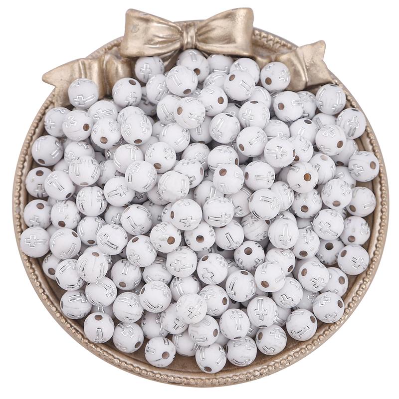 500g Acrylic Beads Cross Pattern Beads Loose Spacer Beads for Jewelry Making