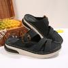 Plus Size Women Thick Sole Hook‑and‑Loop Stitched Sports Wedge Sandals