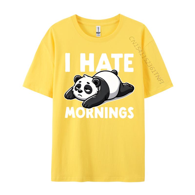 I Hate Mornings Bear Not A Morning Bear Funny Panda Tops Shirts Printed T Shirt Rife Printing Cotton Unisex Tshirts Printing