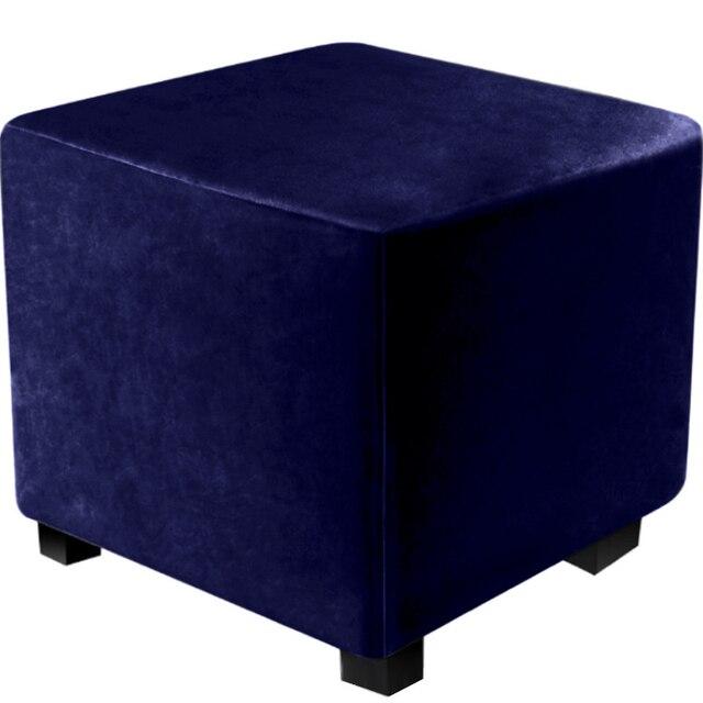 Housse de chaise carrée tout compris, housse de repose-pieds en velours élastique, protection à 360 degrés, housse de pouf pour salon