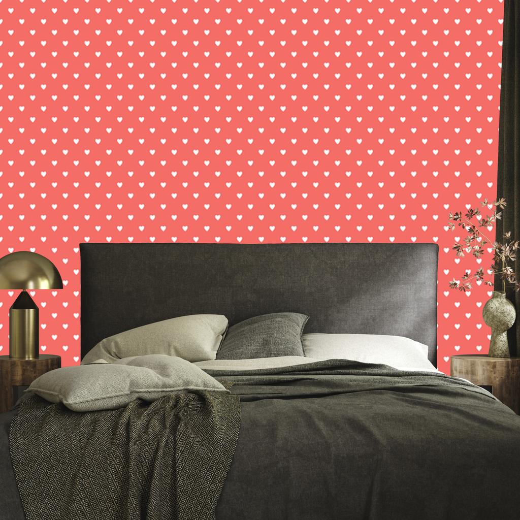 Hearts Coral Wallpaper 50x1000