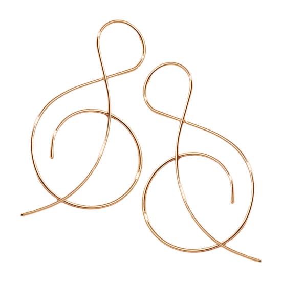 1 Pair Ladies Creative Hoop Earrings Musical Note Shape Simple Exquisite Exaggerated Lines Anti-fall Drop Earrings for Going Out