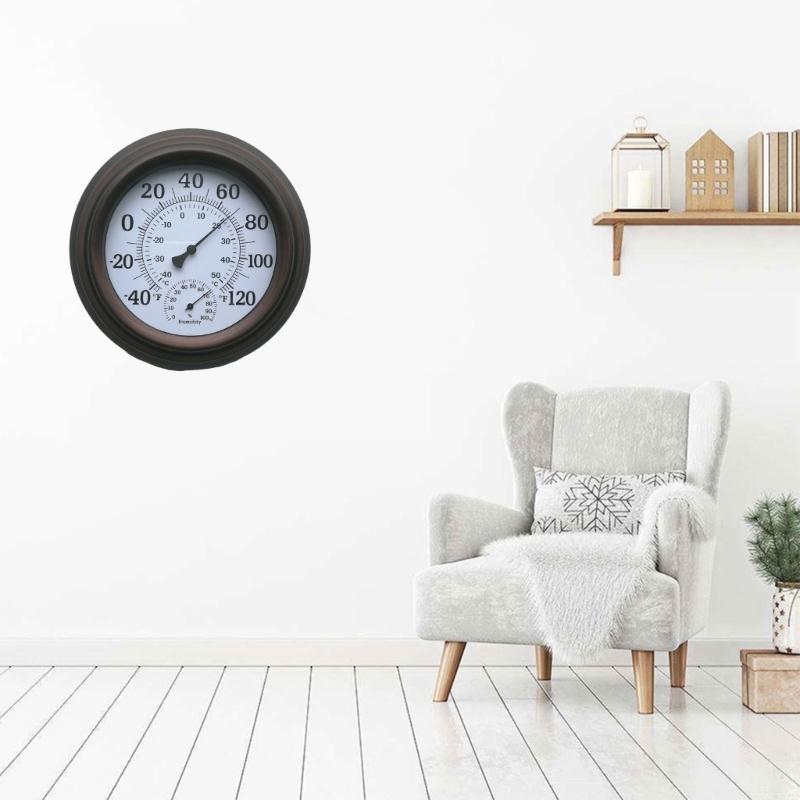 Indoor Outdoor Thermometer Large Number Wall Thermometer Hygrometer Wireless Hanging Hygrometer Garden Decoration