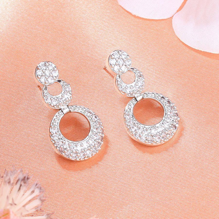 Damen-Rund-Design-Ohrringe Estele mit Rhodiumbeschichtung und CZ