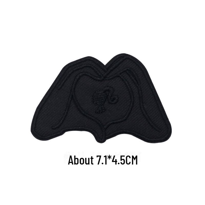 Black Self-Adhesive Embroidery Patch for DIY Clothes Repair and Decoration