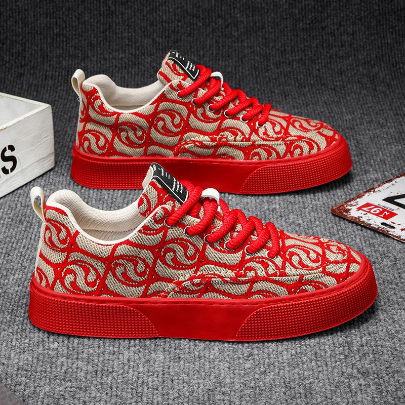 Pánské plátěné boty Xiangyun s potiskem a výšivkou, ležérní boty, prodyšné, s měkkou podrážkou, trendy sportovní boty pro muže