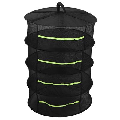 4-Layer Herb Drying Rack with Zippers Foldable Hanging Medicine Dry Mesh Net Black 60cm