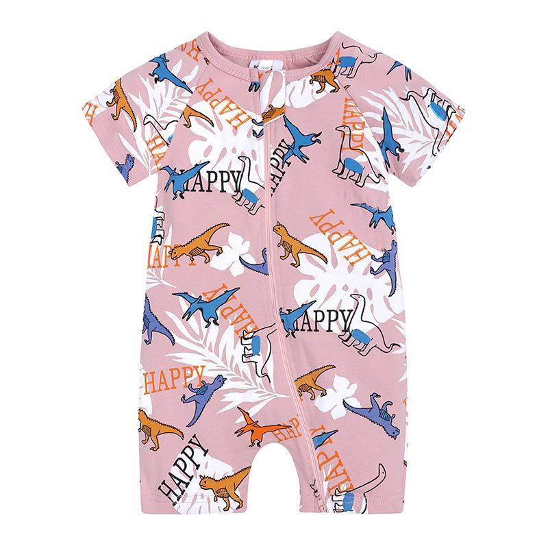 Kids Tales Lion Romper: Newborn Short Sleeve Double Zipper Jumpsuit