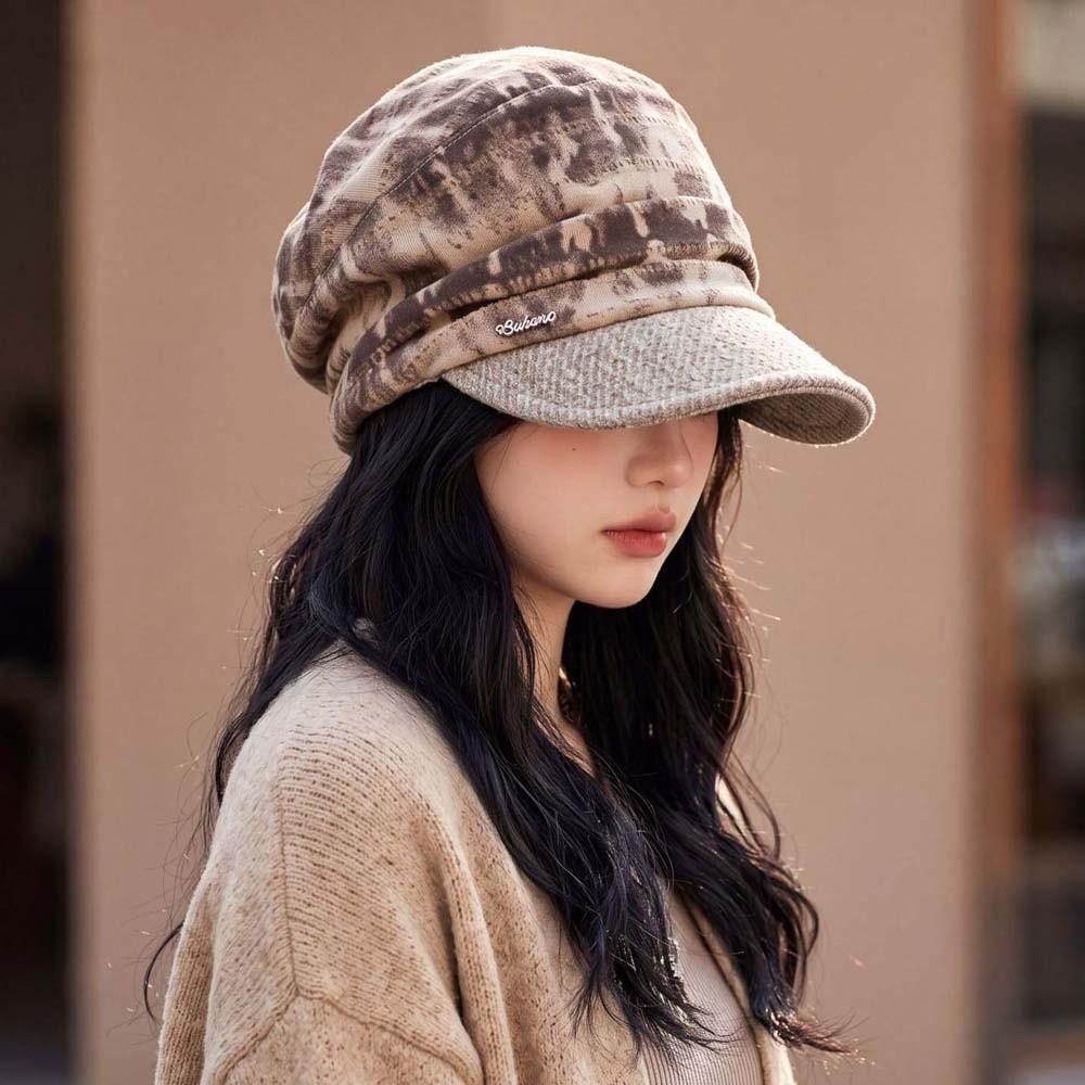 Vintage Plaid Newsboy Cap Warm Visor Beret Cap Baker Boy Hat Checked Slouchy Hat Travel