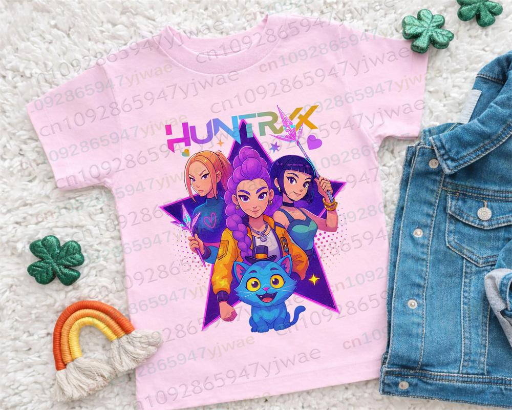 Kpop Demon Hunter Parent-Child T-Shirt T-Shirt Casual Fashion Children Cosplay Costume 100