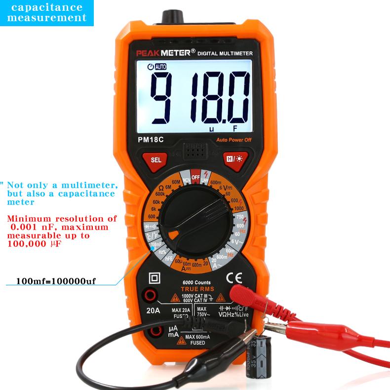 PEAKMETER PM18C Überlastschutz Multimeter, Hochpräzises Digitalanzeige-Multimeter für Elektriker und Haushaltsspannung