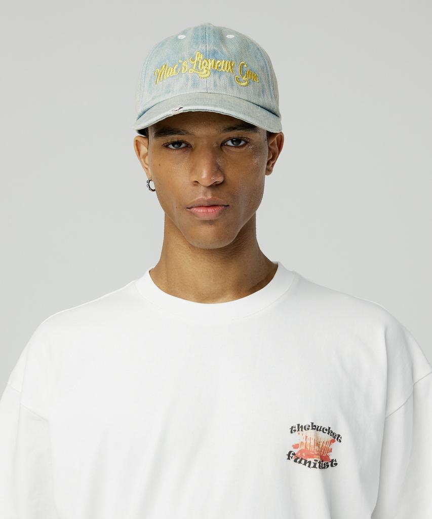 MAGOODGAN Headwear 9317 Chain Embroidered Light Indigo Denim Ball Cap