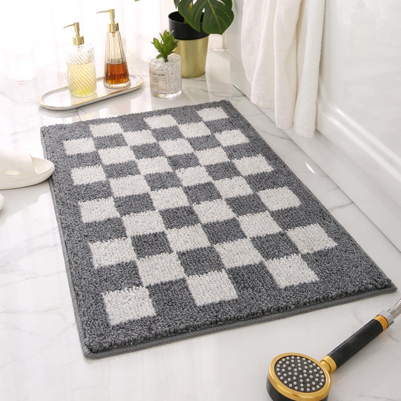 Checkered Bathroom Absorbent Anti-Slip Floor Mat