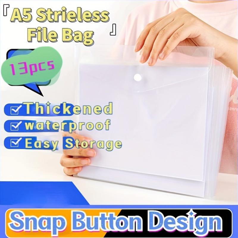 13-Pack A5 File Bags Thickened Transparent PP Office Document Envelopes Waterproof with Snap Button Design for Easy Storage 1890₽