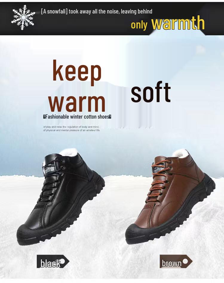 Herren Große Fleecegefütterte Baumwoll-Wanderschuhe, Weiche Sohle Rutschfest Lässige Outdoor-Schnee-Stiefel (2025)