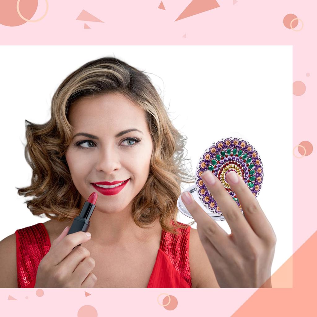 Diamond Art Diamond Painting Round DIY Makeup Craft 3D DIY Handmade Art Craft Popular for Christmas Gift Kit, Kit, Double-Sided Mirror, Mirror, Kit,
