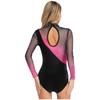 Womens Figure Skating Leotard Rhinestone Long Sleeve Hollow Out Design Ballet Gymnastic Training Bodysuit
