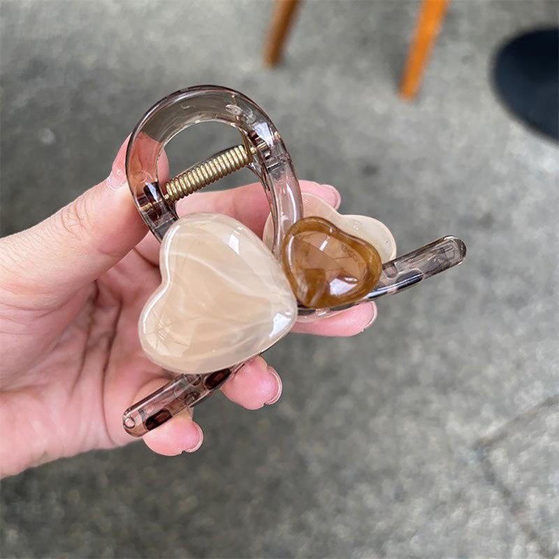 

Желейные цветные заколки-крабы для волос в форме сердца, зажим-акула для женщин, девушек, милые прозрачные пластиковые аксессуары для волос, изящная заколка серый