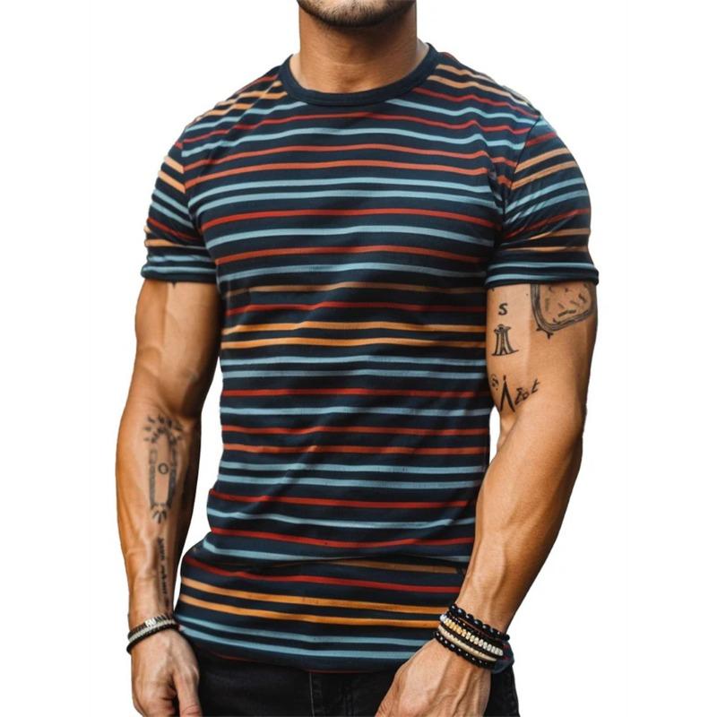 

Simple Stripe Graphic T Shirts For Men Fashion Summer Short Sleeve 3D Printed T-shirt Casual Oversized Breathable Pullovers Tees 6XL