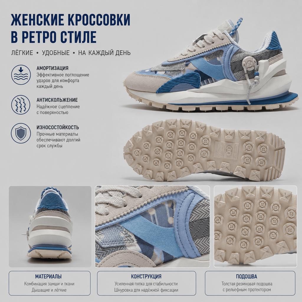 Li Ning Fangyuan Eternal Wildlederstoff Retro Stoßdämpfend Rutschfest Abriebfest Leicht Low-Top Laufschuhe Damen Sneaker AGCR058-8