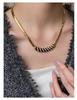 Vintage High-End Zircon-Inlaid Geometric Snake Bone Choker Necklace