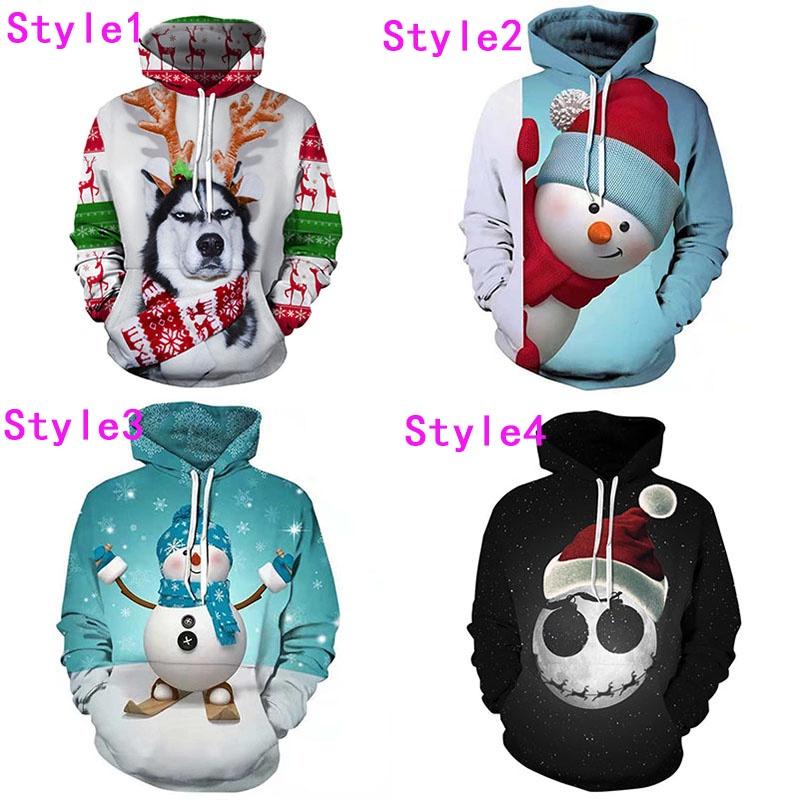 Women Hoodies Men Sweatshirt Snow Man Print Christmas Gift Casual Pullover Top