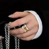 Steel Wire Geometric Wide Face Ring Double Layer Punk Style Ring Retro Two-tone Ring Gift Giving