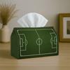 1pc Soccer-Themed Tissue Box & Napkin Holder - Soccer Field with Goalpost Graphics, Minimalist Fabric Dispenser Suitable for Home, Kitchen, Car Decor,