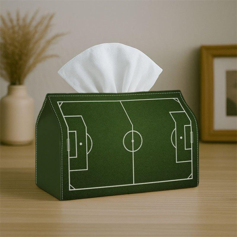1pc Soccer-Themed Tissue Box & Napkin Holder - Soccer Field with Goalpost Graphics, Minimalist Fabric Dispenser Suitable for Home, Kitchen, Car Decor,
