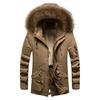 Winter Men's Hooded Plush Large Wool Collar Medium and Long Cotton Clothes