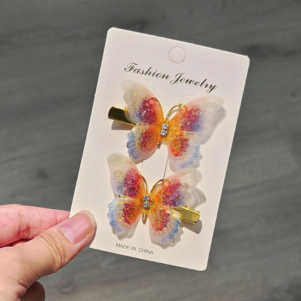 Gradient Butterfly Hairpin for Children - Cute Mesh and Alloy Duckbill Clip, Perfect for Hanfu and Fairy Styles