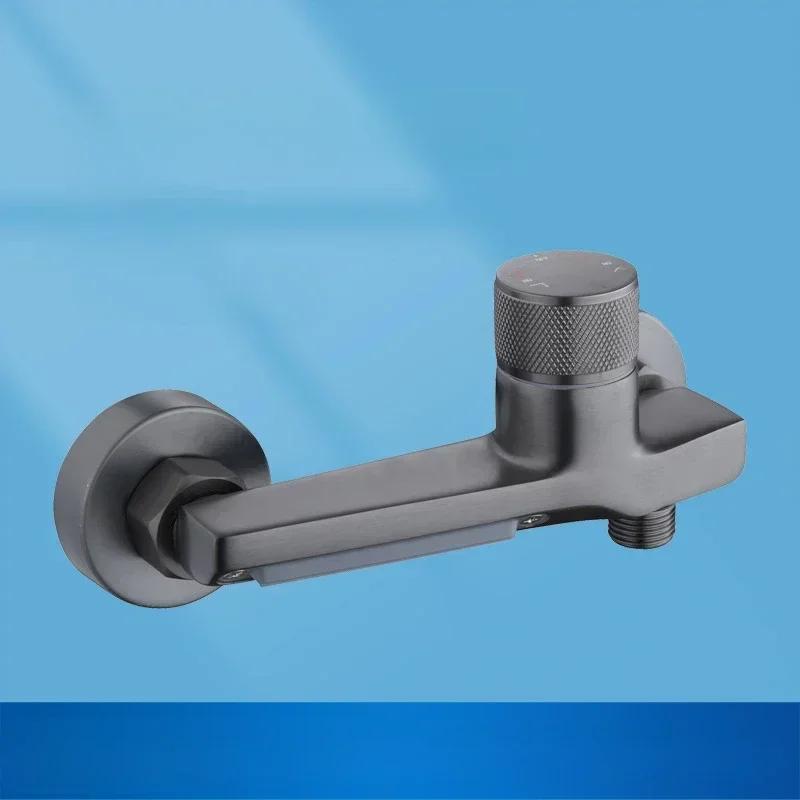 Gunmetal gray shower faucet, brass mixer valve, shower set, bathtub mixer switch, hot and cold water shower faucet