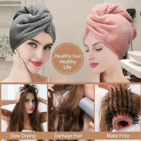 Dry Hair Cap High-Density Microfiber Fast Absorbing Soft Hair Towel Wrap Spiral Twist Non-Slip