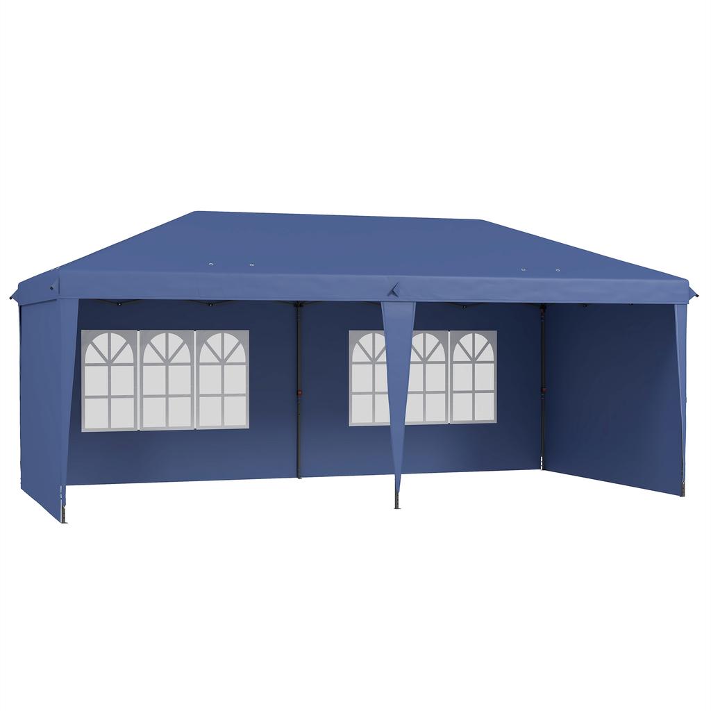 Foldable Marquee 6x3 m Pop-up with 4 Removable Sides Garden Gazebo with 2 Windows and Transport Bag Blue