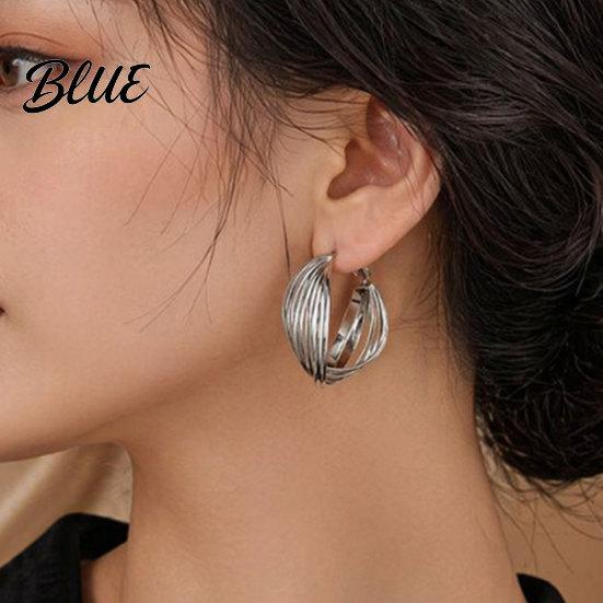 Minimalist Geometric Jewelry 1 Pair Twisted Hoop Earrings for Women